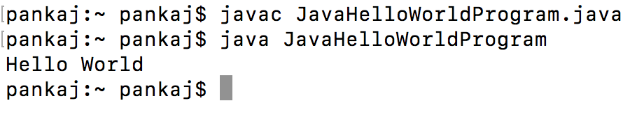 java hello world program