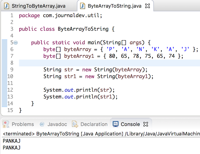 byte array to string in java, convert byte array to string