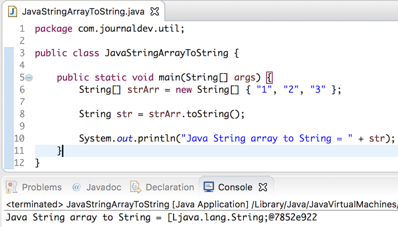 java string array to string toString method call output