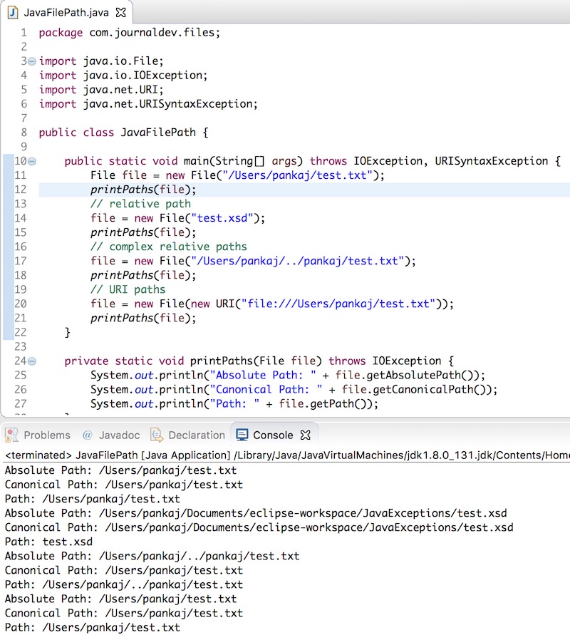 java file path, file path in java, absolute path, canonical path