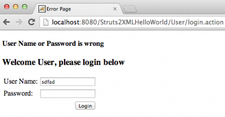 Struts 2 tutorial Hello World XML Error