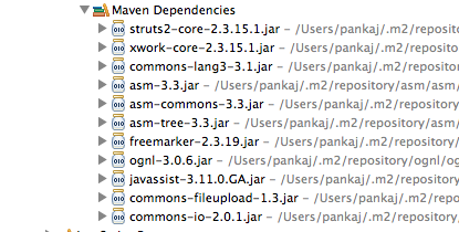 Struts 2 maven dependencies, struts tutorial