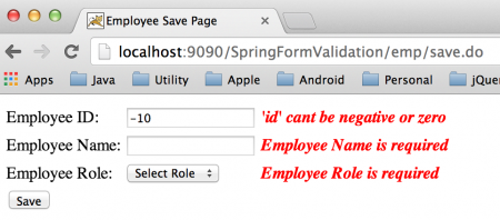 Spring Form Validation example