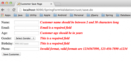 Spring Validator Example