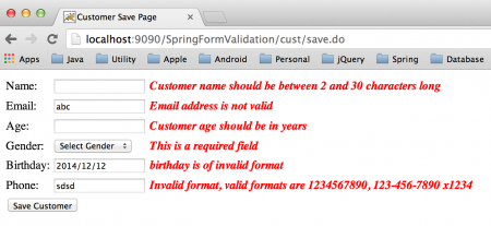 Spring Validation Example