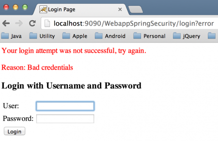 Spring Security Example Bad Credentials