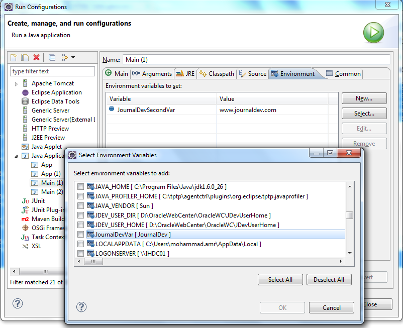 Eclipse IDE - System Variables Cache