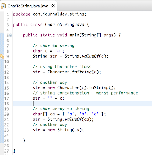 convert char to string java