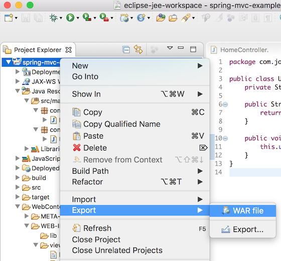 eclipse maven project export as war file