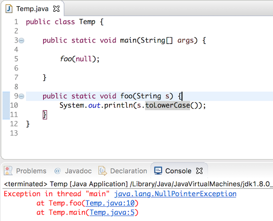 Internal exception java nullpointerexception