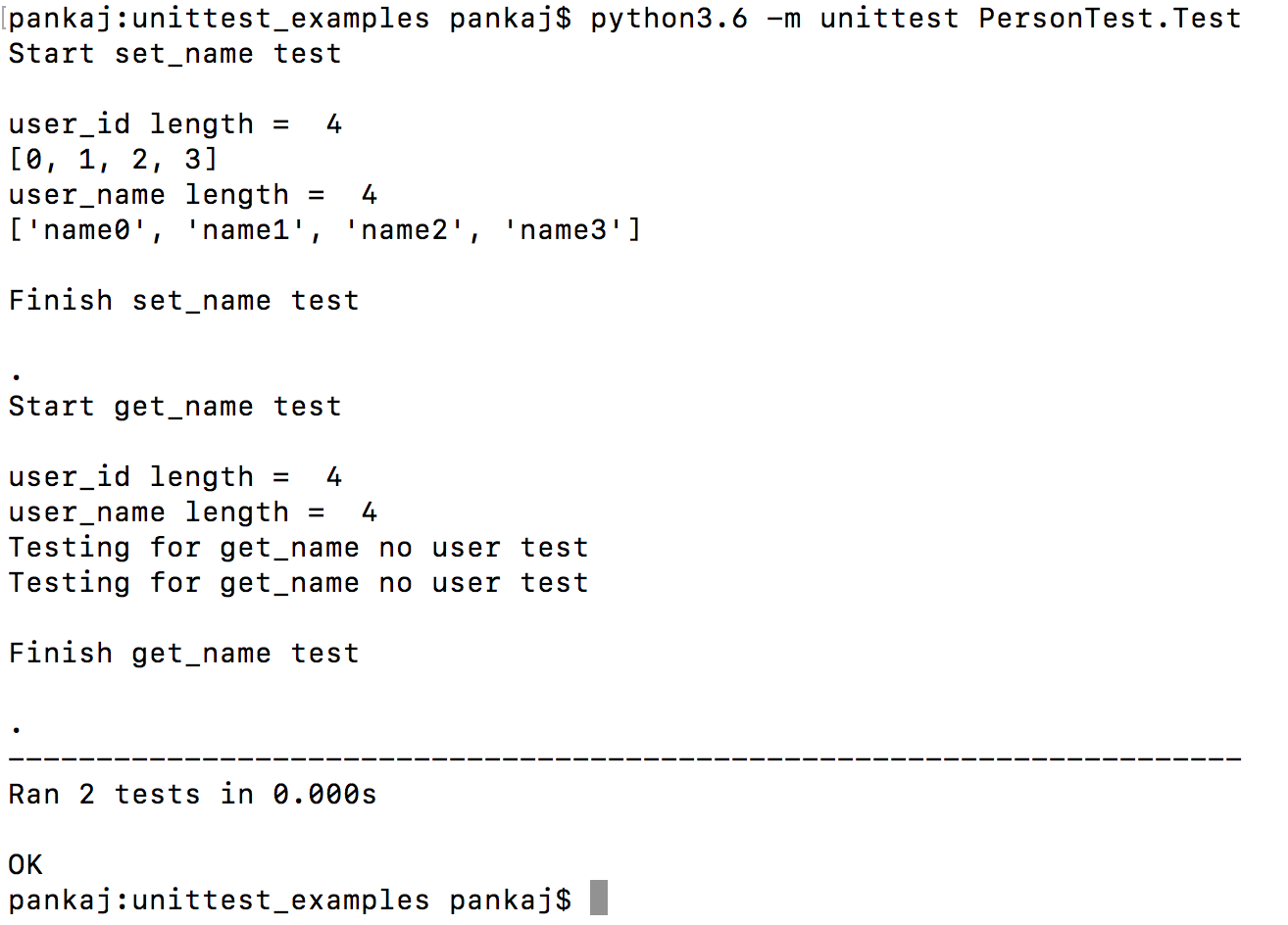 Python unit test example