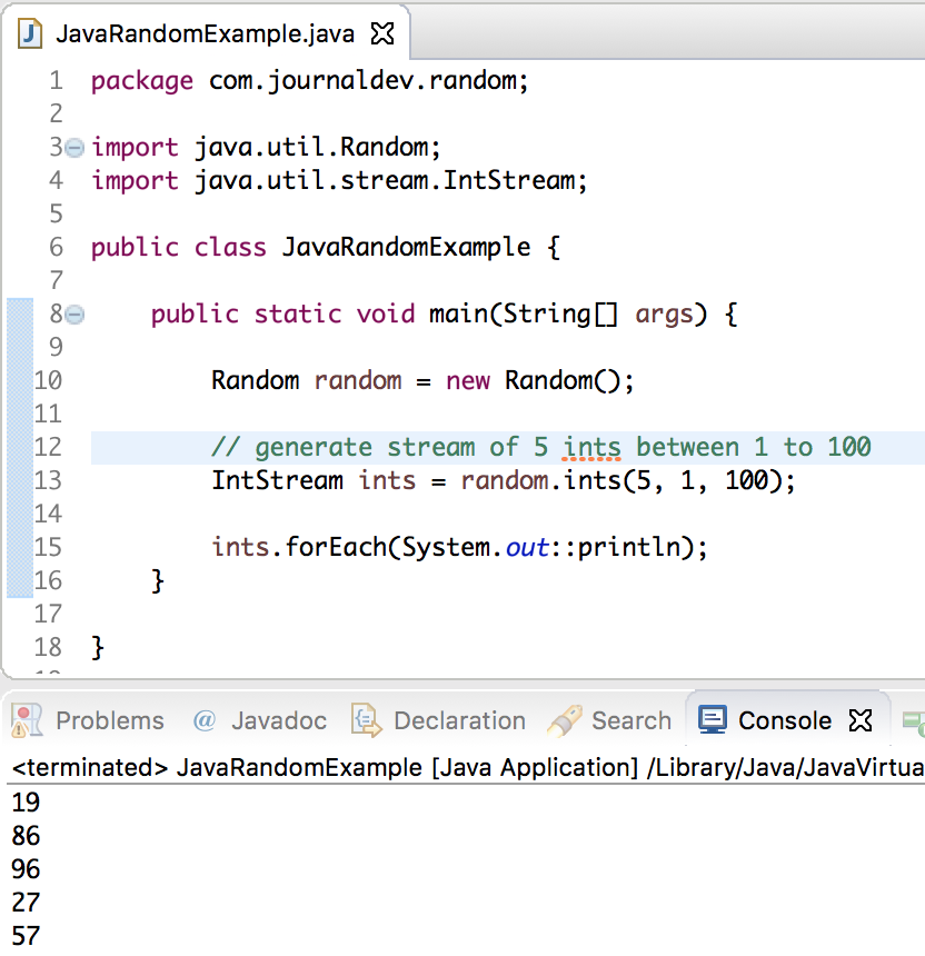 java random number, java random int stream