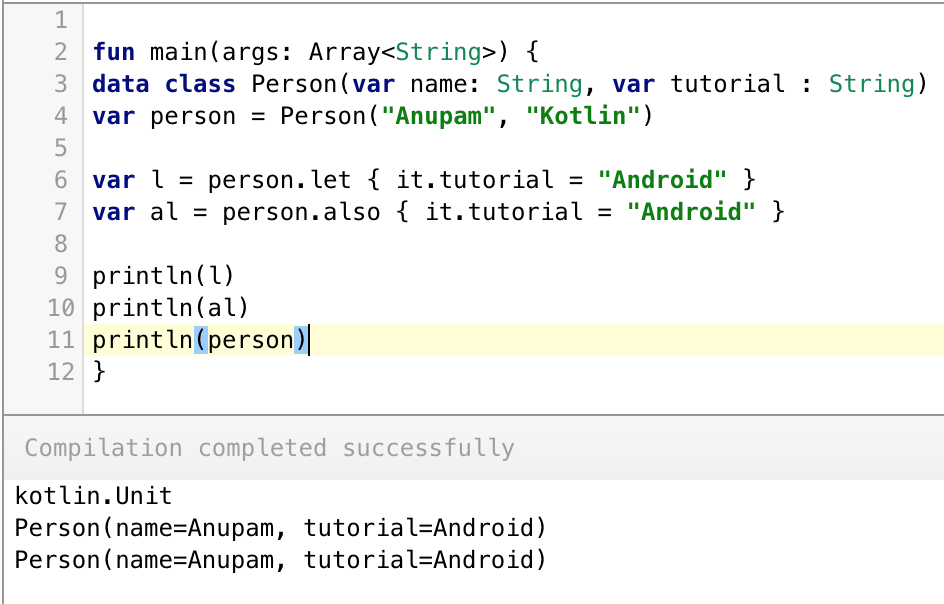 Kotlin let vs also