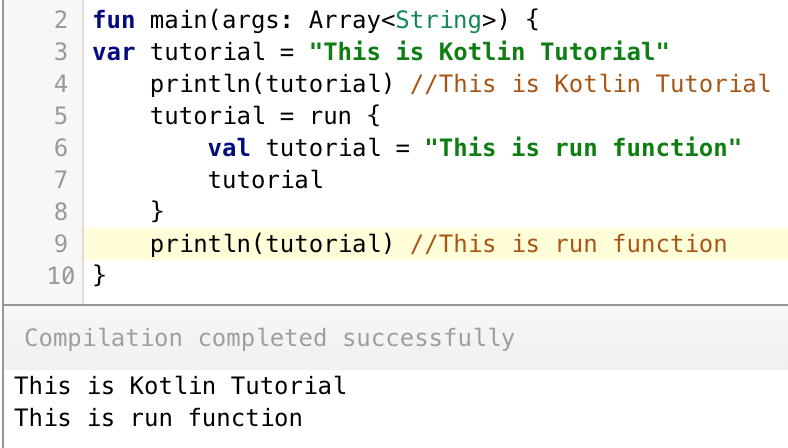 Kotlin run function