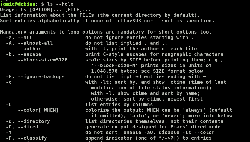 common ls commands in Linux