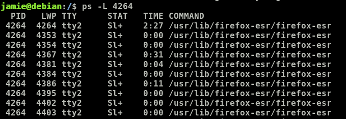 ps -L PID command