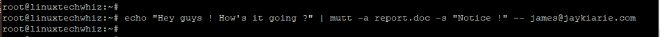 Linux Mutt Send Email with File Attachment