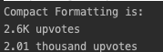 Java Compact Number Formatting Program Output