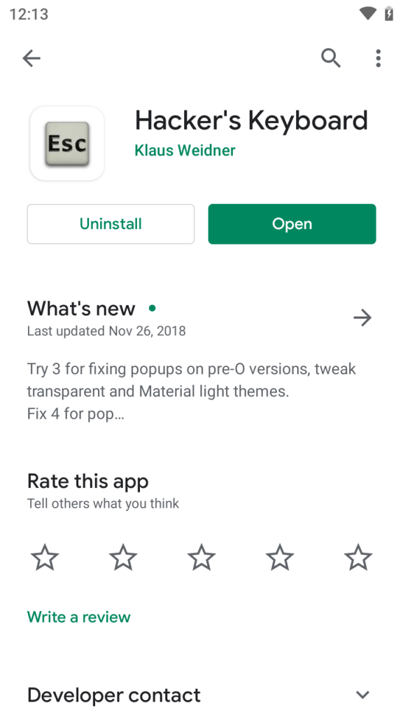 Hacker's Keyboard From Google Playstore